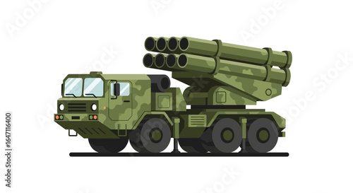 Military camouflage rocket launcher illustration isolated on white background