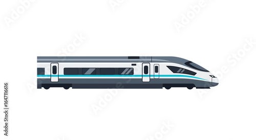 Modern High-Speed Train Isolated on White Background, Transportation Concept