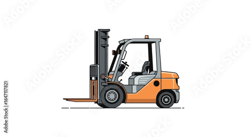 Stylized Forklift Illustration on White Background for Industrial Use