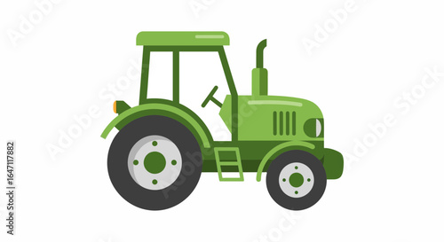 Stylized Green Tractor Illustration on White Backdrop Minimalist Design