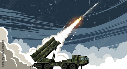 Stylized Illustration of a Surface to Air Missile Launch Vehicle
