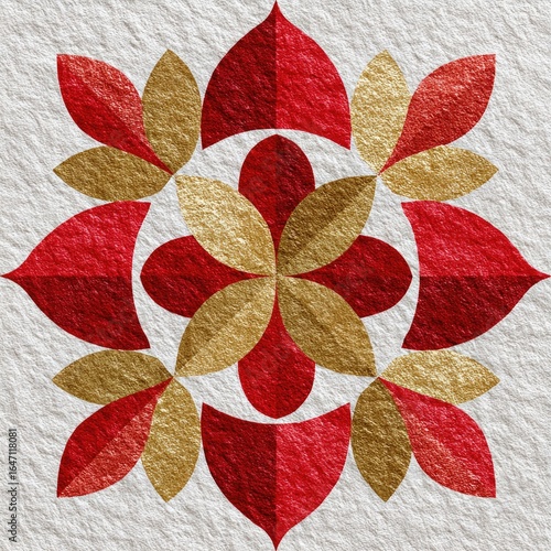 Red & gold geometric tile design