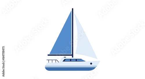 Vector illustration of a modern sailboat with sails and hull details