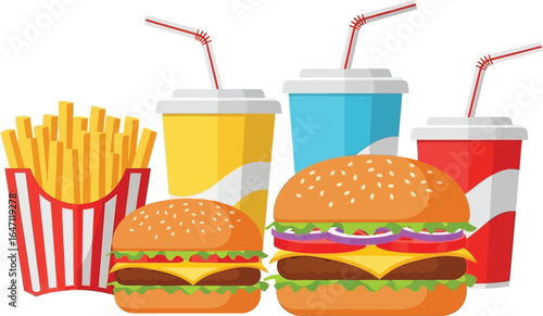 Enjoy delicious burgers, fries, and drinks for a satisfying meal experience.