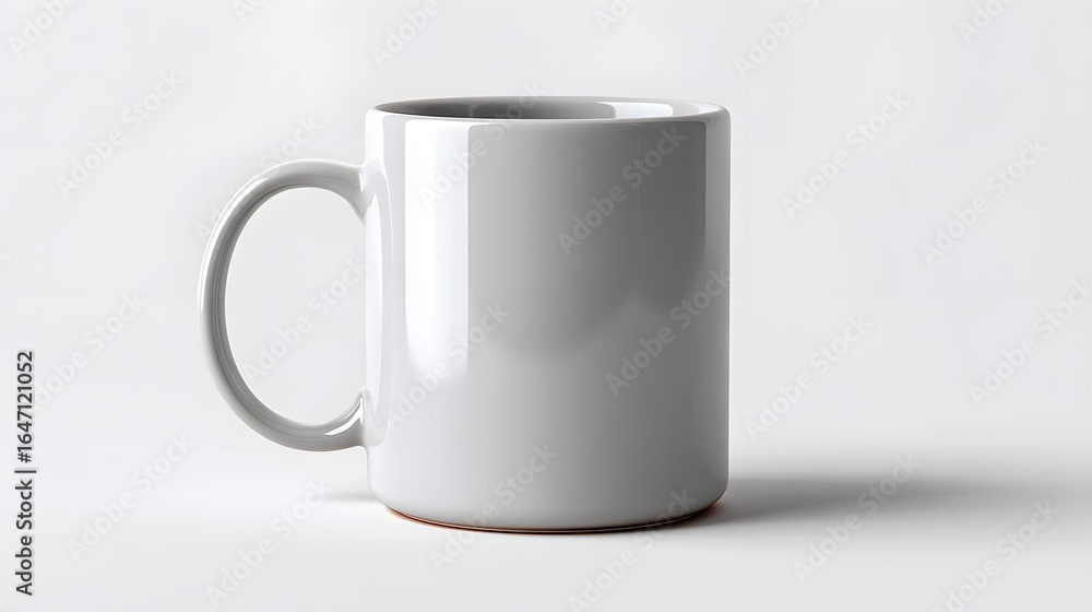 Obraz premium Empty White Ceramic Mug on a Minimalist Background Ready for Customization or Use