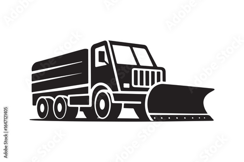 Snowplow Truck Silhouette Vector Graphic for Winter Maintenance and Snow Removal
