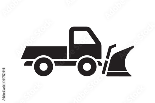 Snowplow Truck Silhouette Vector Icon for Winter Weather and Transportation