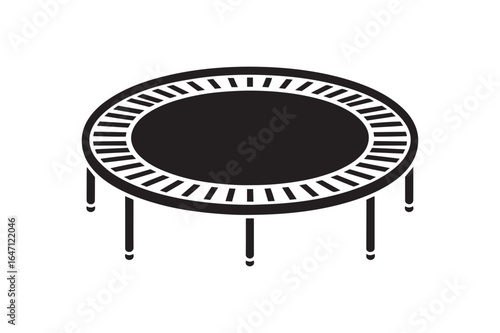 Minimalist Silhouette Vector Icon of a Trampoline for Exercise and Play