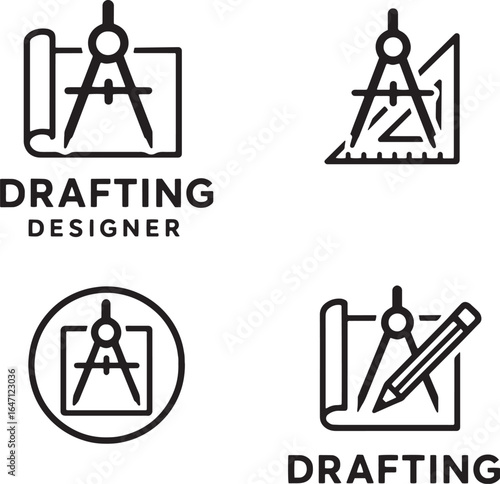 set of drafting designer logo