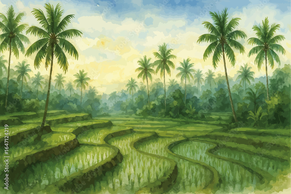 Obraz premium ricefield in ubud bali, tropical landscape
