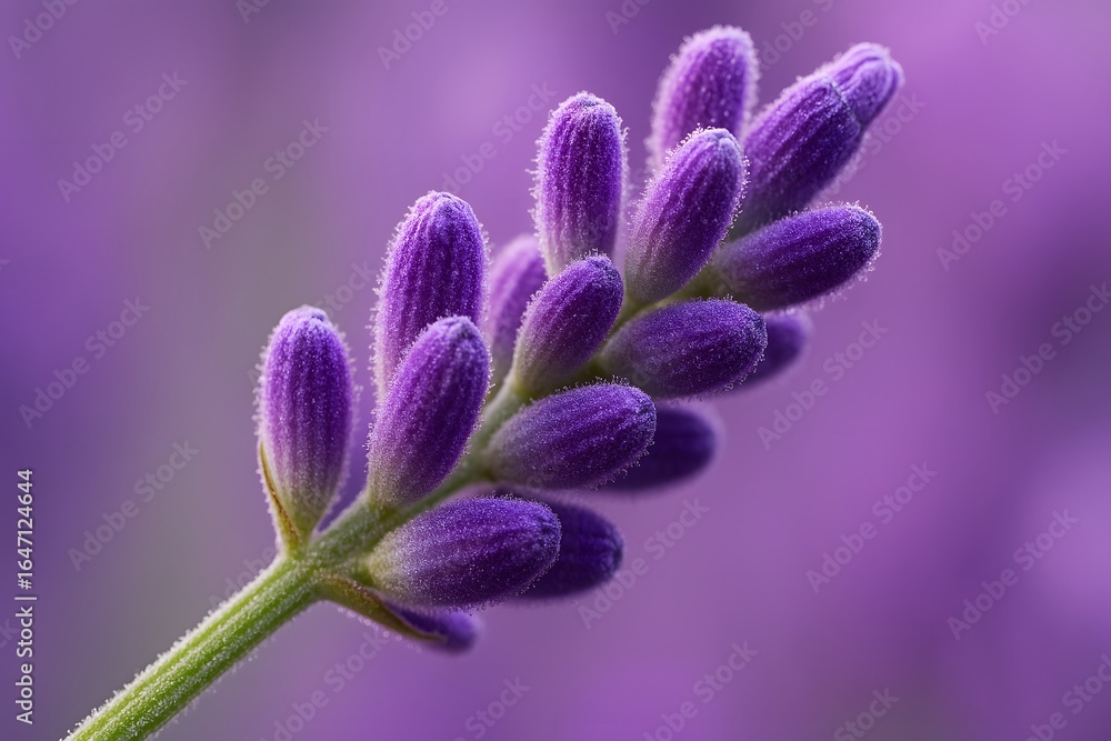 Obraz premium Purple Lavender Flower Closeup with Vibrant Blooming Stems in Soft Natural Light