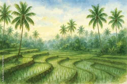 ricefield in ubud bali, tropical landscape