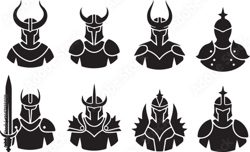 Dark Knight Armor Set Silhouette Collection of Medieval Warrior Icons