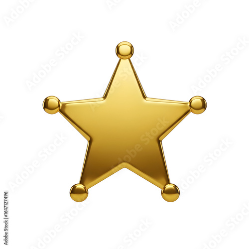 Shiny Golden Five Pointed Star Sheriff Badge