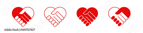 Handshake heart icon set. Vector EPS 10