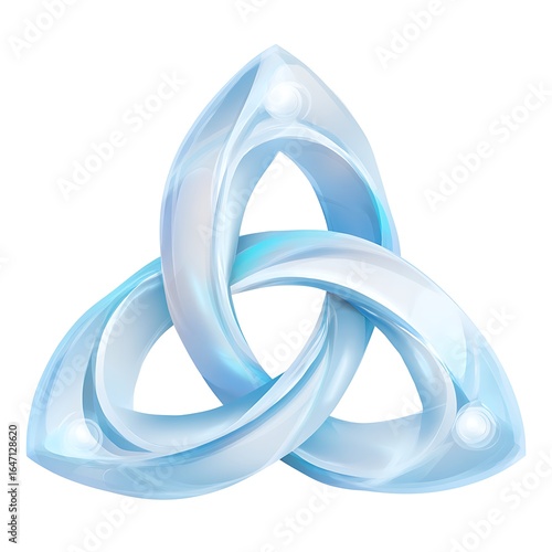 A luminous blue and white intertwined knot symbol representing eternity and unity isolated on white background