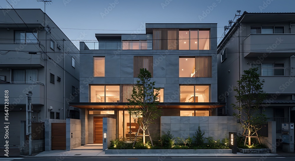 Fototapeta premium Urban tokyo residence with elegant facade design in Japan