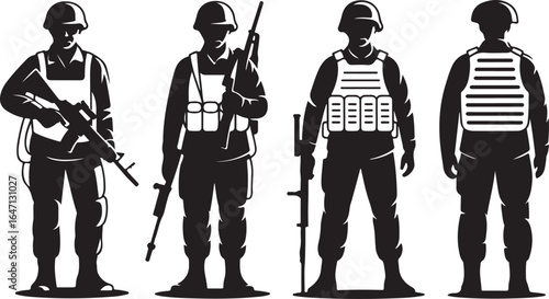 Soldier Silhouette Vector Collection for Military and Defense Projects