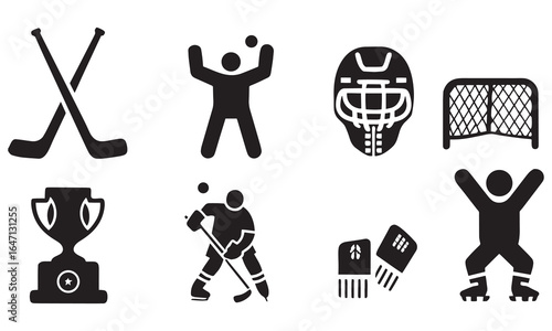 Ice Hockey Icons Set 