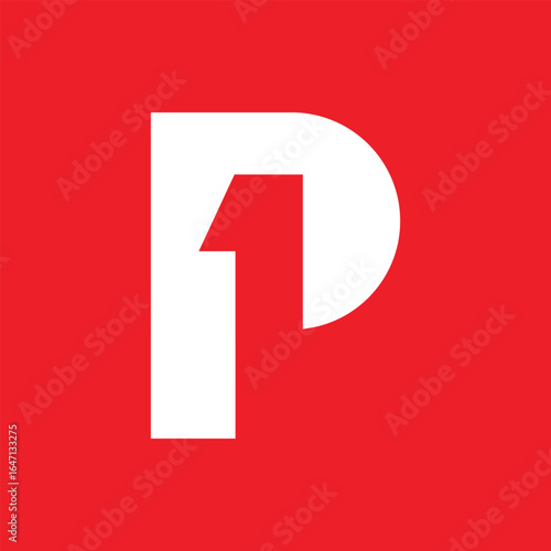Free Download Initials red P1 logo design company vector template - GFXLoad