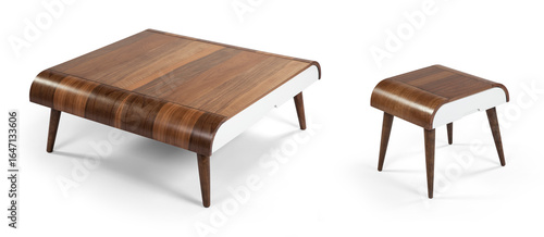 wooden coffee table isolated on white background 