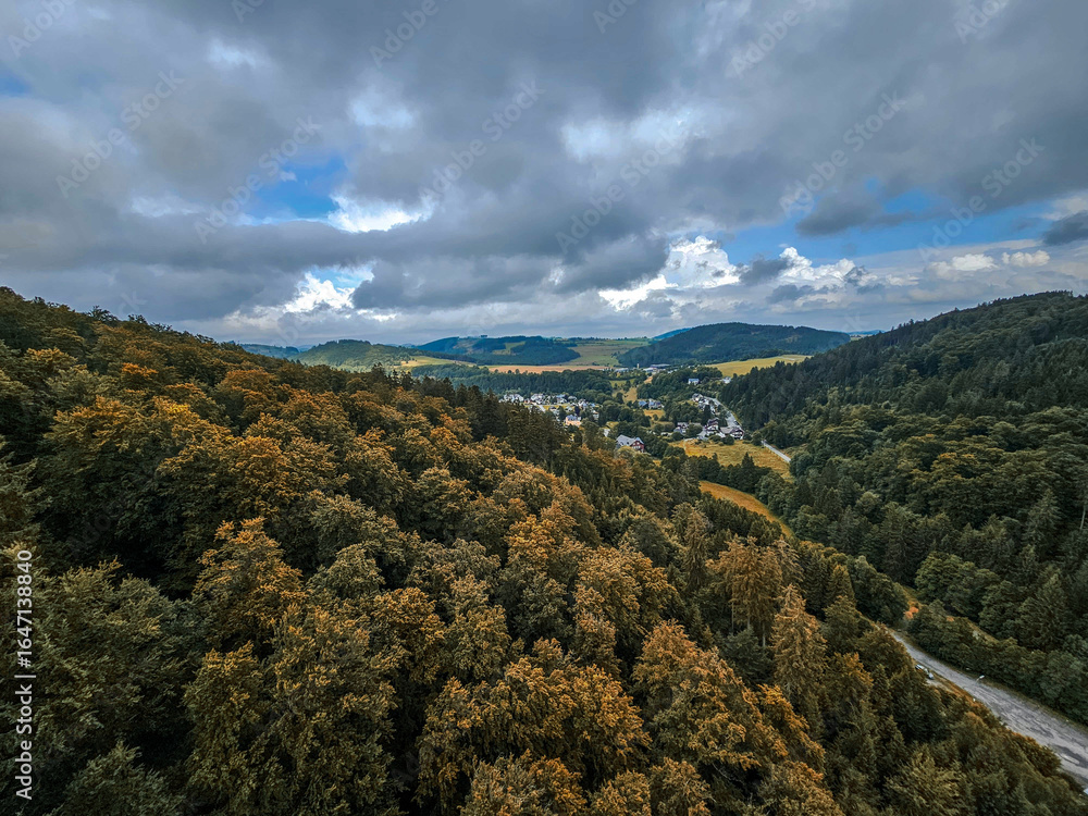 Fototapeta premium autumn mountain landscape with clouds