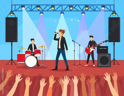 Energetic Vector Illustration of a Rock Band in Concert