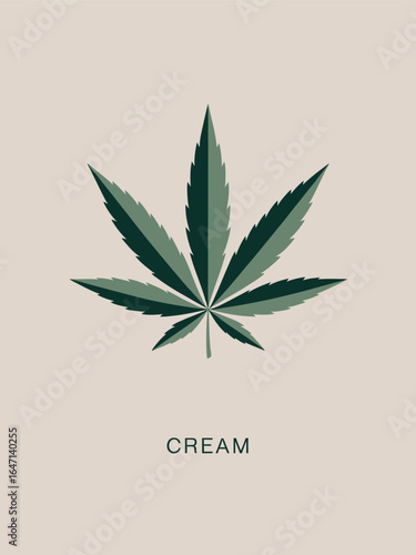 Cannabis Cream with Leaf Design Alternative Medicine Label