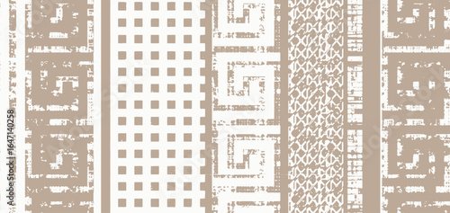 artistic neutral beige tan linen cream brown colours linen fabric textile texture stripe lines plaid checkered geometry seamless pattern design in vector for home and fashion prints weave fabric weave