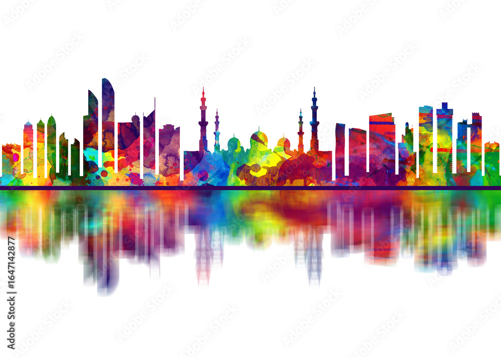 Obraz premium Abu Dhabi UAE Skyline. Cityscape Skyscraper Buildings Landscape City Downtown Abstract Art