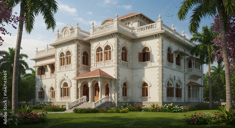 Fototapeta premium Luxury living spaces: colonial design perspective