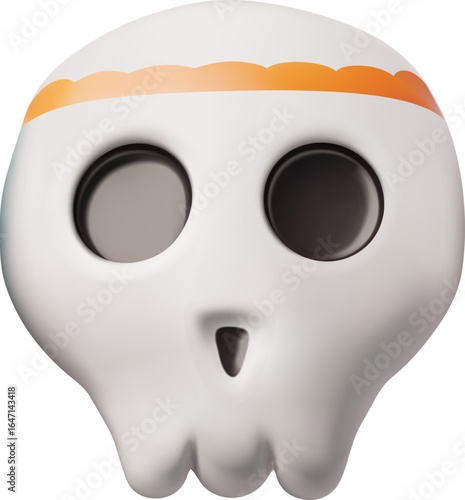 Calavera painted sugar skull 3D vector, Mexican Dia de Los Muertos, decorative cranium front view, Day of the dead mask