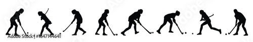  set of women s hockey game silhouettes