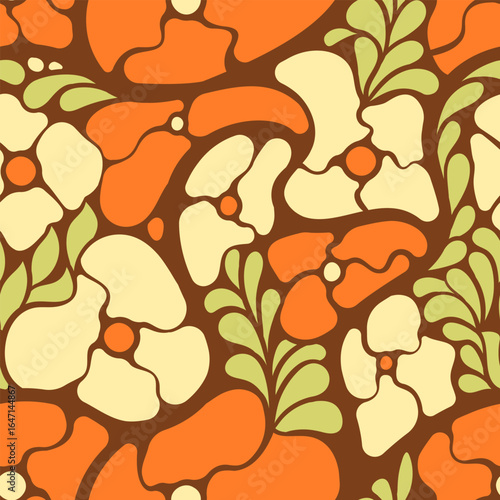 Orange Yellow Mosaic Seamless Pattern
