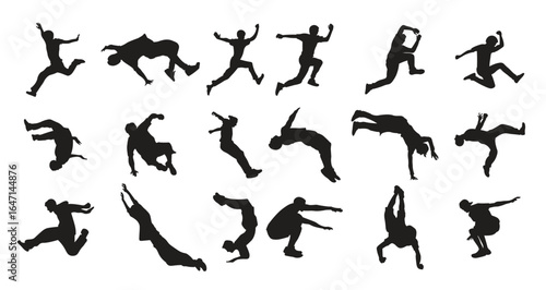 set parkour silhouette vector illustration