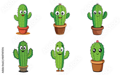 Adorable Cartoon Cactus Collection, cactus png