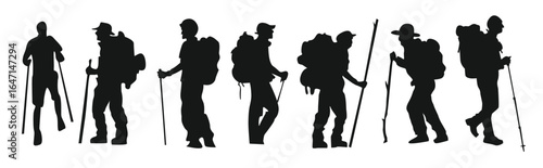 vector set of hiker and backpacker adventure different style