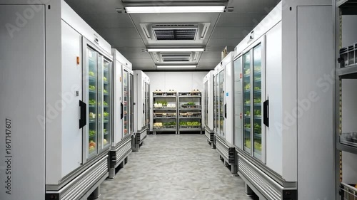 Modern Commercial Cold Storage Room Filled with Fresh Produce