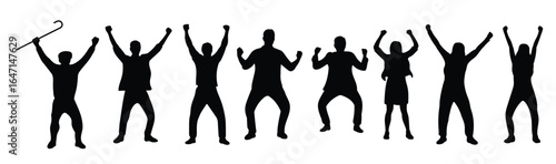 silhouette of a happy person raising hands illustration