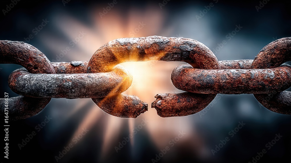 custom made wallpaper toronto digitalA close-up shot of a broken, rusty chain, a strong symbol of freedom and breaking away.