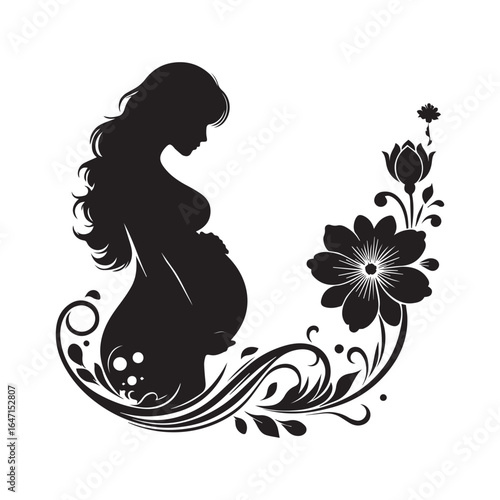 Motherhood Pregnancy Woman Silhouette Vector Art