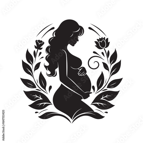pregnant lady silhouette vector