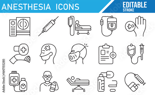 Medical care and anesthesia symbols for hospital settings