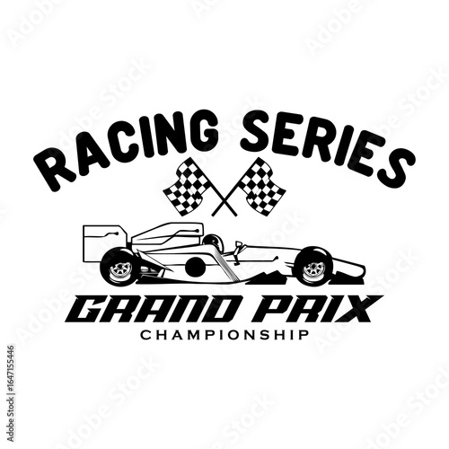 Racing Series Championship Formula 1 Car Illustration Vector Design Black White