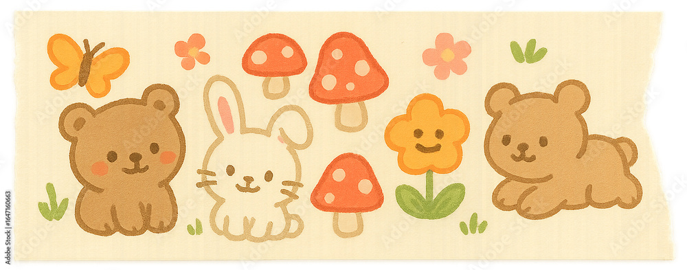 Obraz premium Cute Animal and Flower Decorative Tape