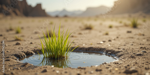 Resilient Life A Single Plant Thriving in Arid Landscape