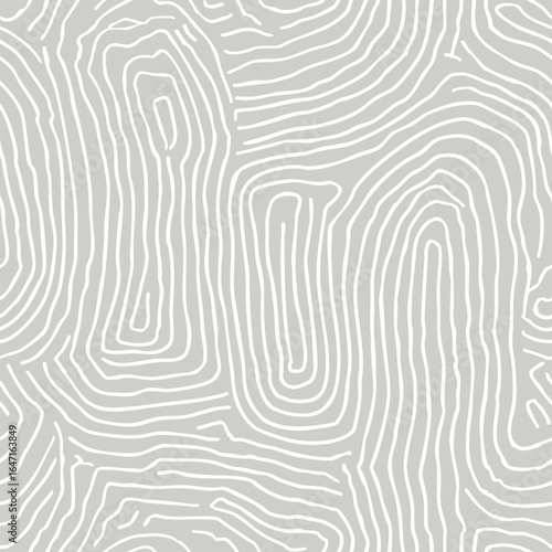 Vector seamless pattern with organic wavy lines. Abstract wood texture background with fingerprint curved shapes, flowing geo design. Gray and white colors. Repeated design for textile, print, decor