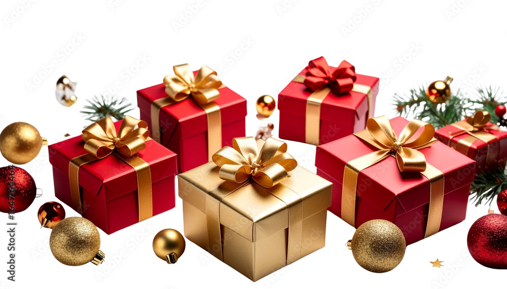Obraz premium 3D illustration of a red gift box with bow and ribbon on white background