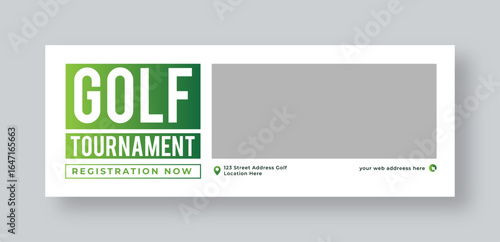 Golf tournament web banner template or social media cover. Annual sports tournament competition event golf banner design