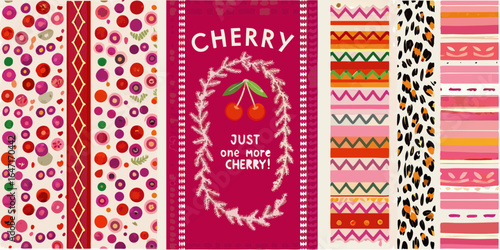 Vibrant cherry and patterned designs collage